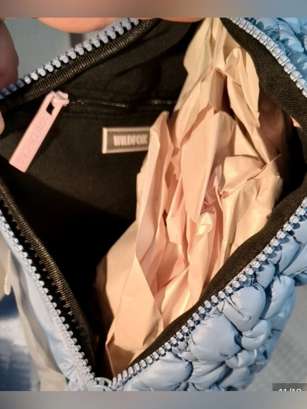 Wildfox Light Blue Quilted Floral Sling Backpack